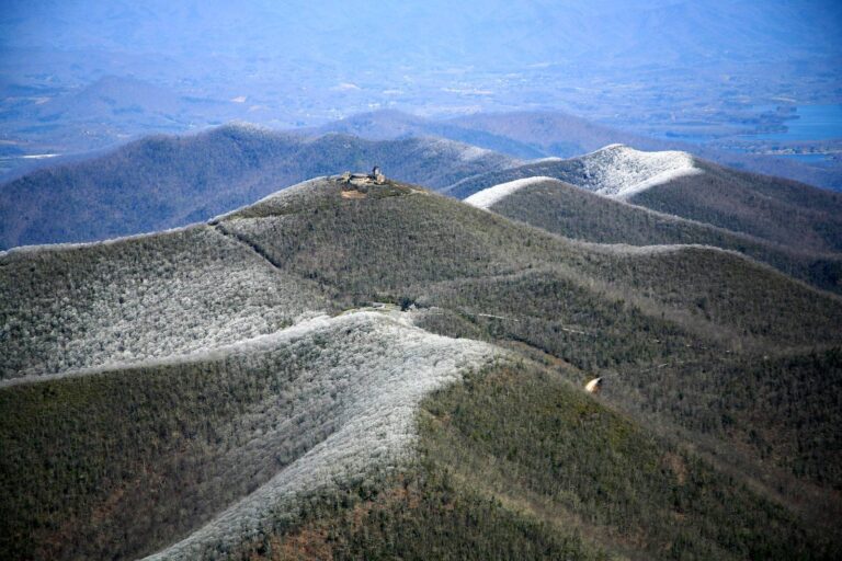 Frosted ridgelines below the summit of Brasstown Bald, the highest point in Georgia