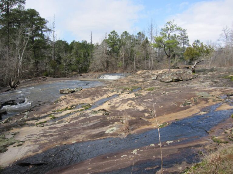 Little Falling Creek running over flat rock shoals at Piedmont National Wildlife Refuge