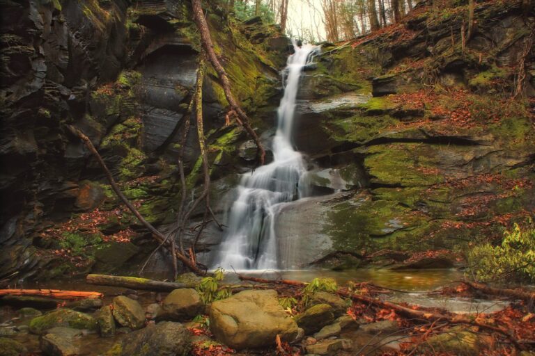Slateford Creek waterfall in autumn, Delaware Water Gap National Recreation Area, Northampton County